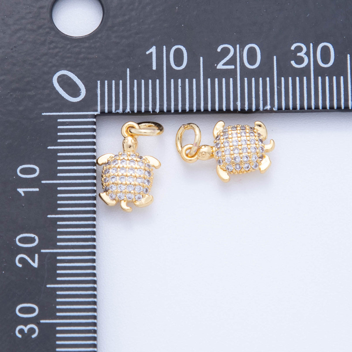 18K Gold Filled 15mm Micro Paved CZ Sea Turtle Tortoise Charm | C541