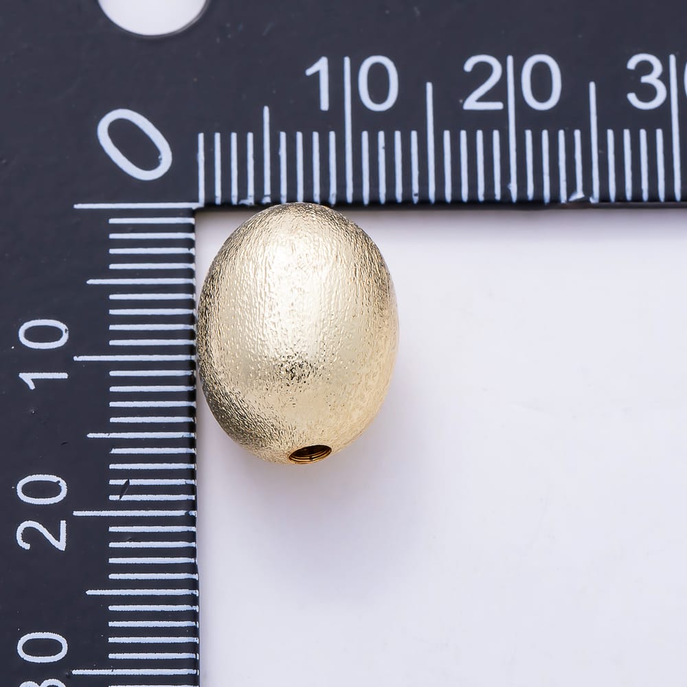 16K Gold Filled 16mm Fine Sandblasted Large Plump Olive Spacer Bead | Beads-00596