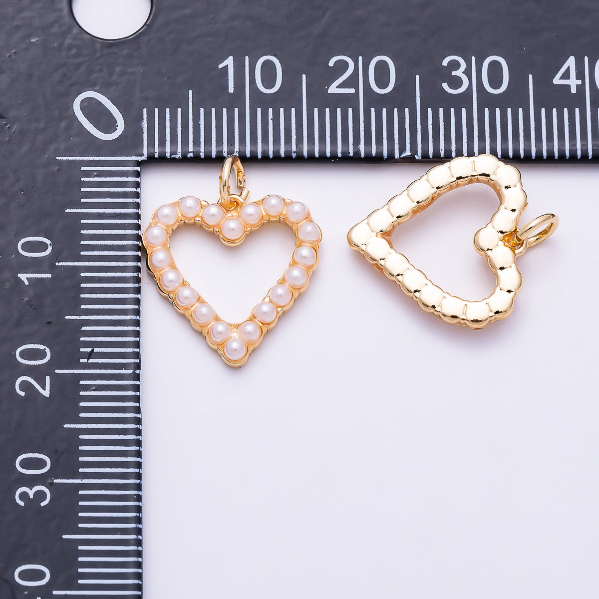 16K Gold Filled 16mm Openwork Love Heart Shell Pearl Frame Charm | Charms-01692 - Charms-01693