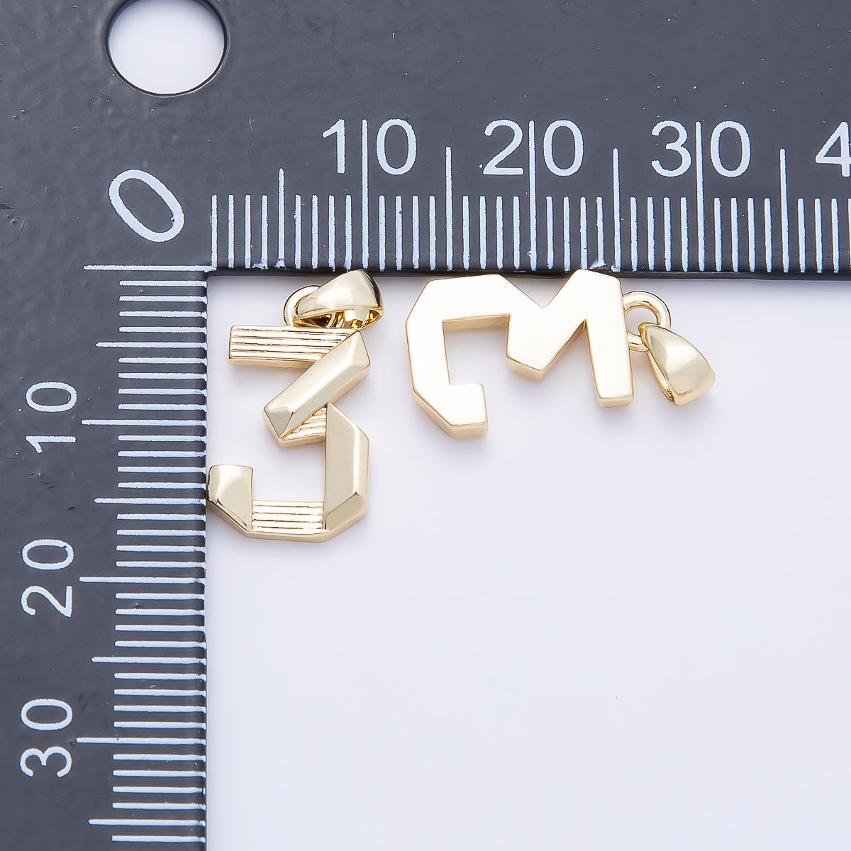 16K Gold Filled 15mm Ribbed Edged Geometric Number Numerology Charm | Charms-01207 ~ Charms-01216