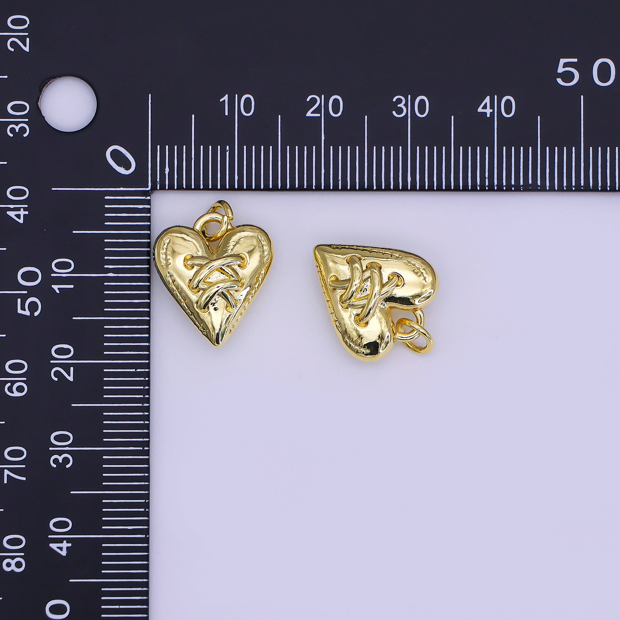 24K Gold Filled 16mm Tied Love Heart Charm | AJ320