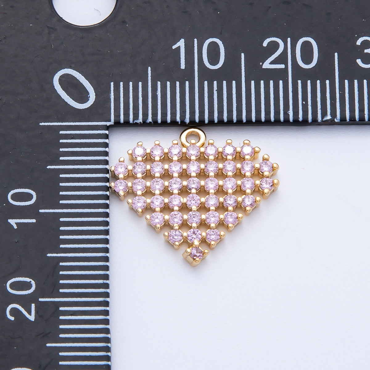 14K Gold Filled 16mm Colorful Micro Paved CZ Heart Geometric Charm | AK214-AK216