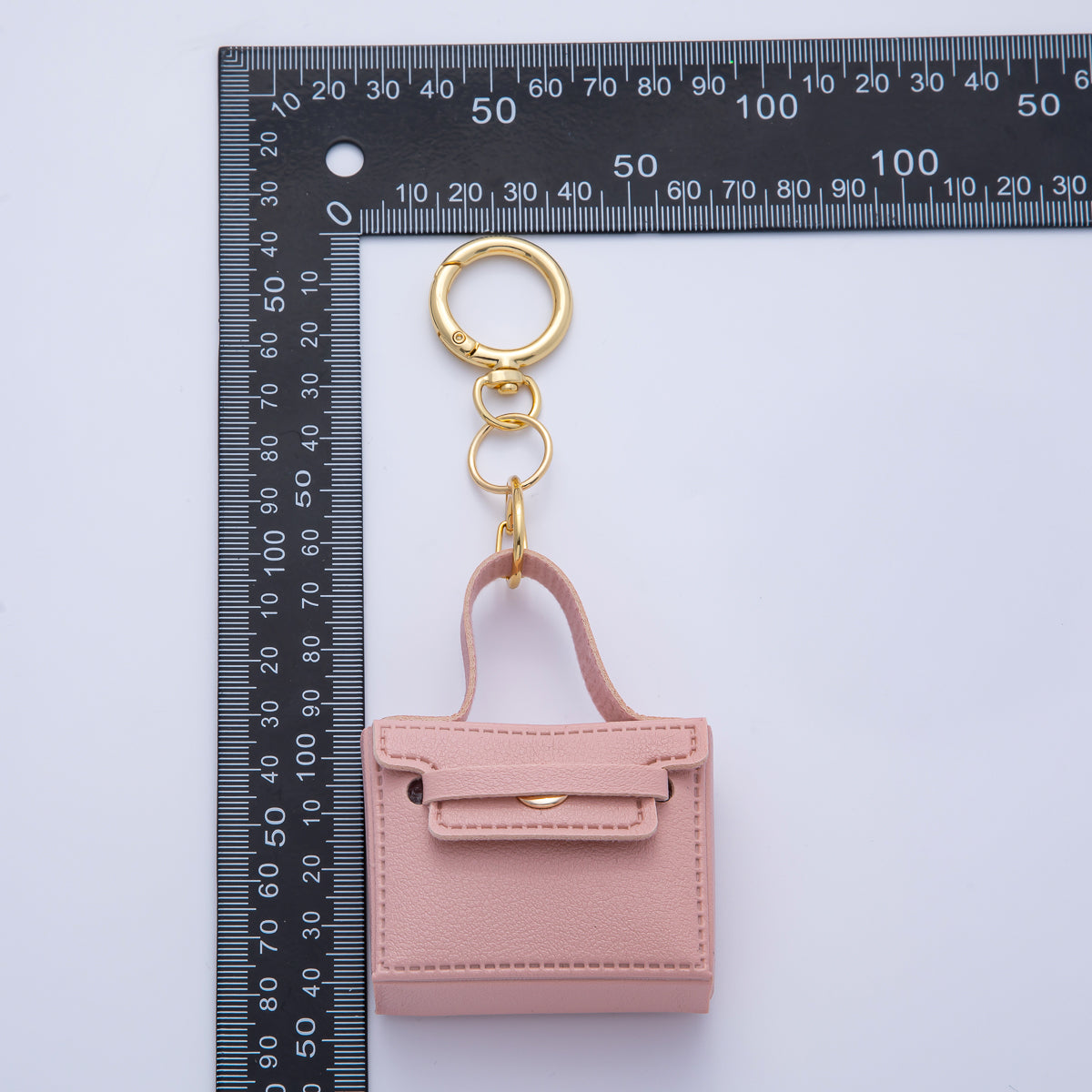 18K Gold Filled Pink Bag Ear Bud Case Bag Charm Push Gate Accessories | WB-00286