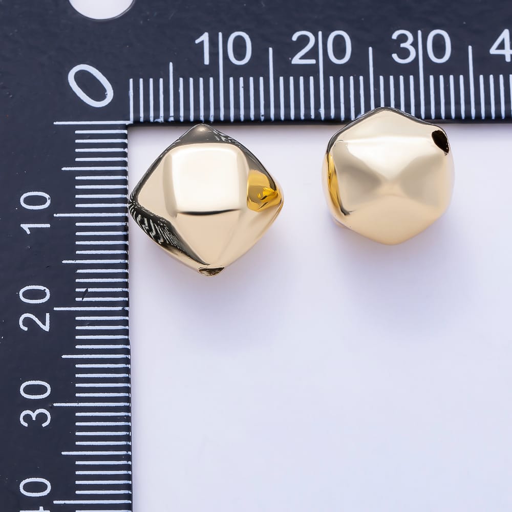 16K Gold Filled 15mm Smooth Rhombus Bicone Geometric Spacer Bead | Beads-00580