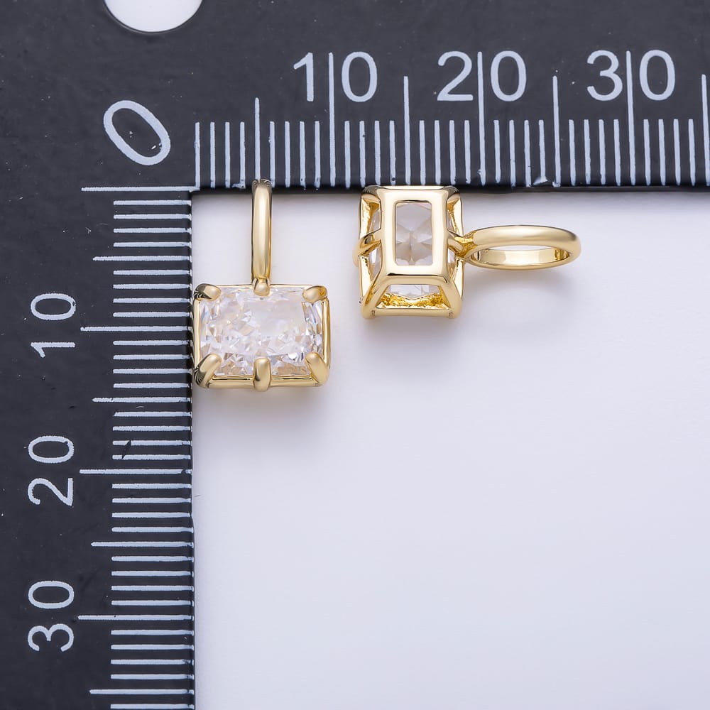 16K Gold Filled 18mm, 14mm Clear CZ GEORGIAN SET BEZEL Solitaire Pendant in Gold & Silver | Charms-02404 ~ Charms-02427