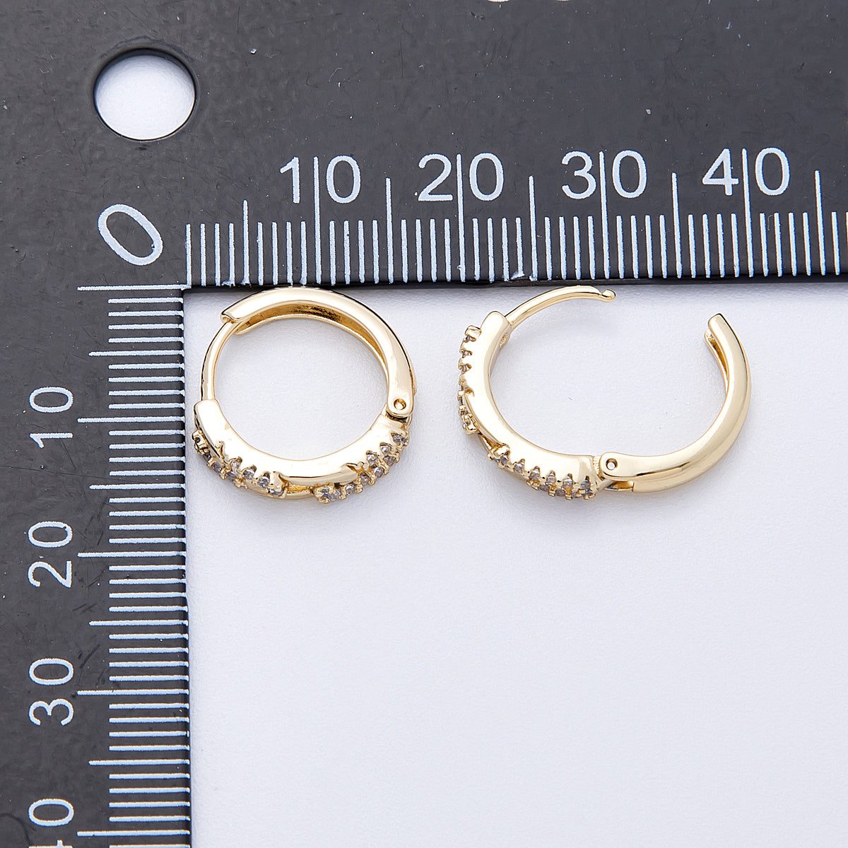 14K Gold Filled 16mm Micro Paved CZ Paperclip Chain Link Huggie | Earrings-00169
