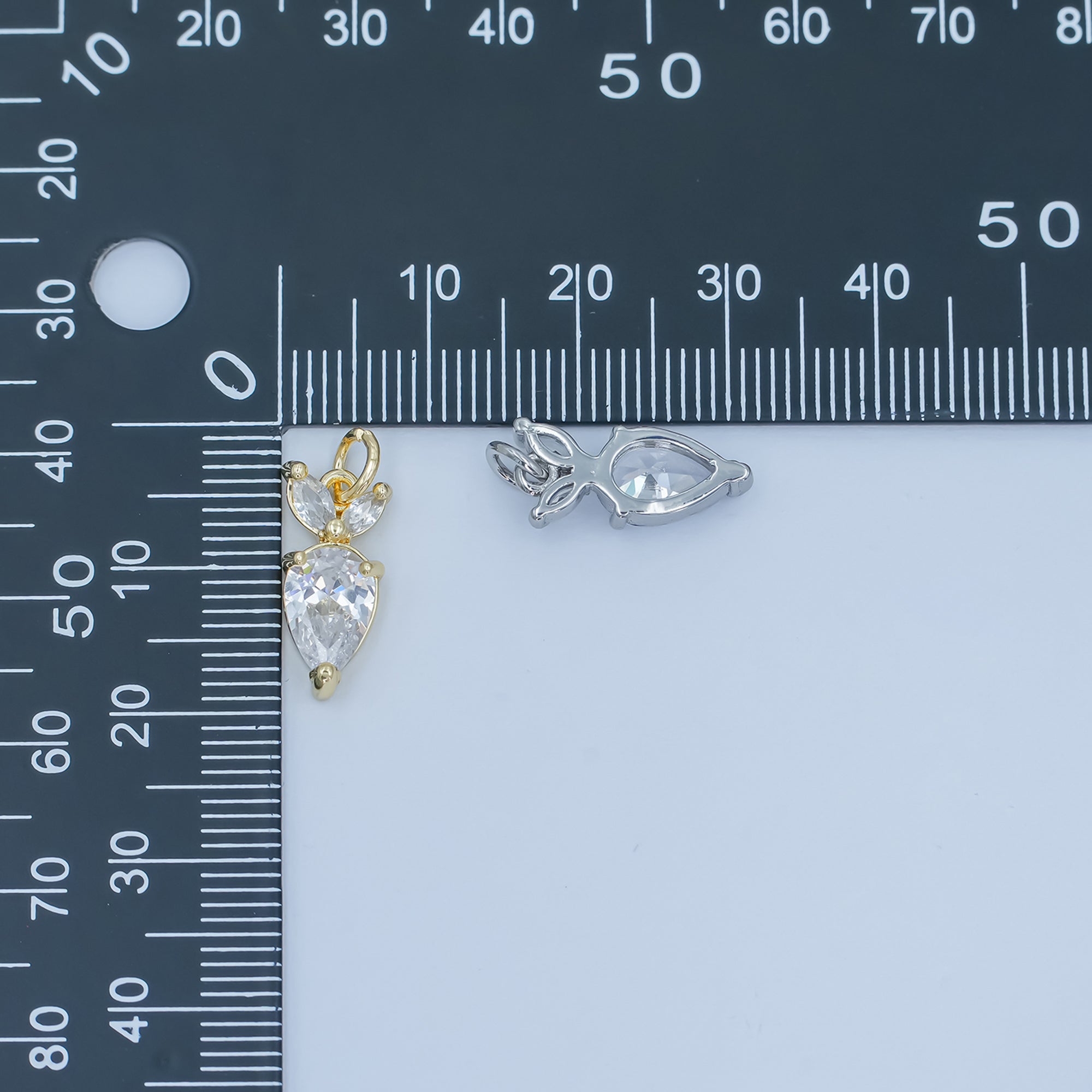 24K Gold Filled Clear CZ Carrot Floral Charm in Gold & Silver | C864