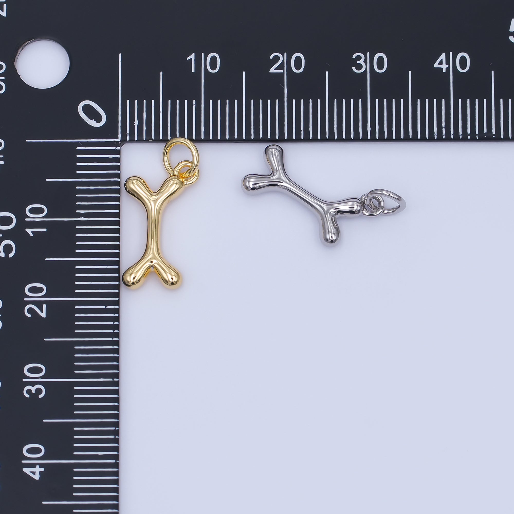 24K Gold Filled Dog Bone Multidimensional 3D Charm in Gold & Silver | AF475