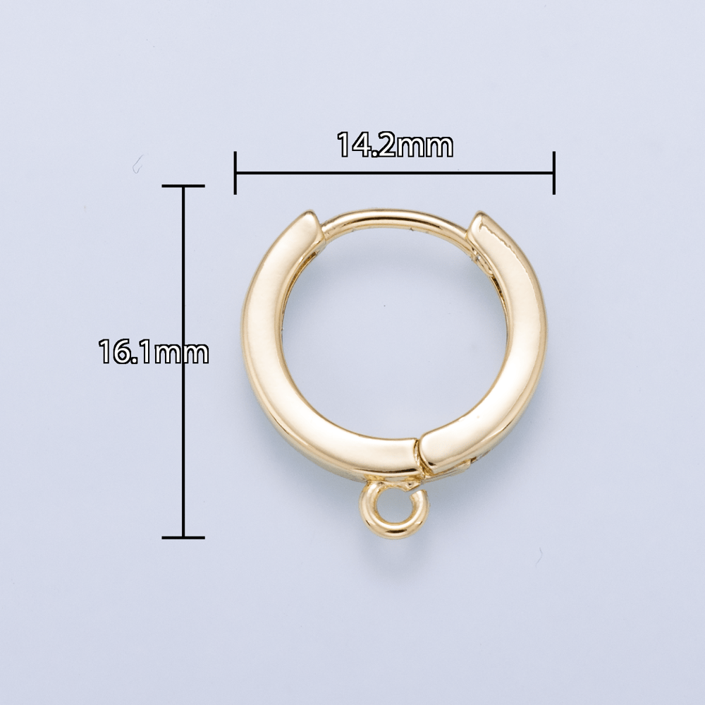 16K Gold Filled 14mm Minimalist Loop Drop Huggie Earring Findings | Findings-00197