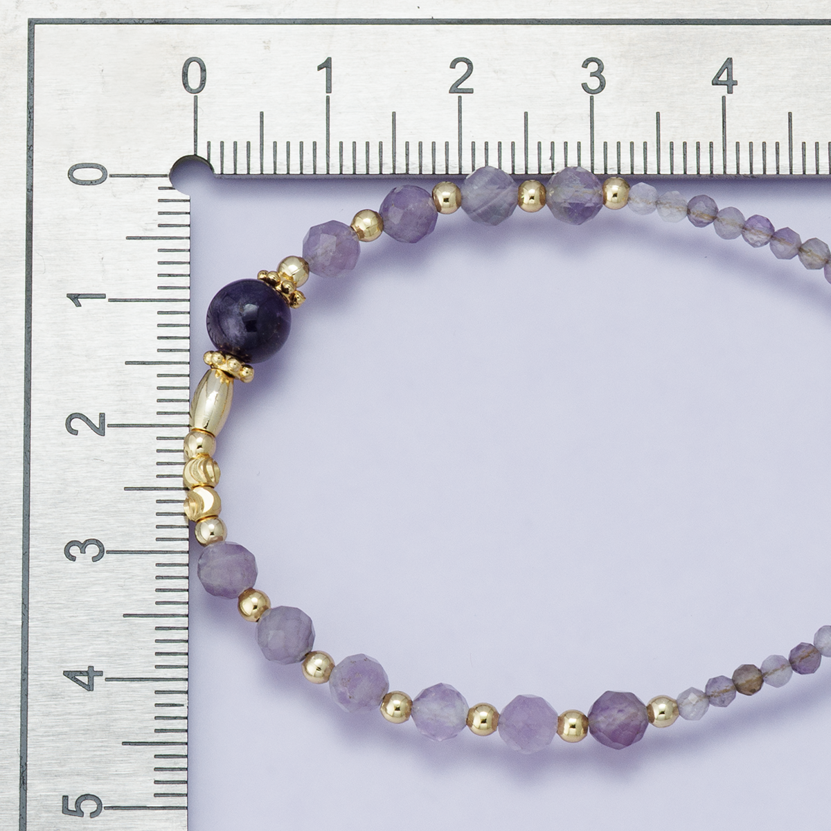 24K Gold Filled Amethyst Multifaceted Gemstone Ball Ribbed Cable Chain Half 16 Inch Necklace w. Extender | WA-04206