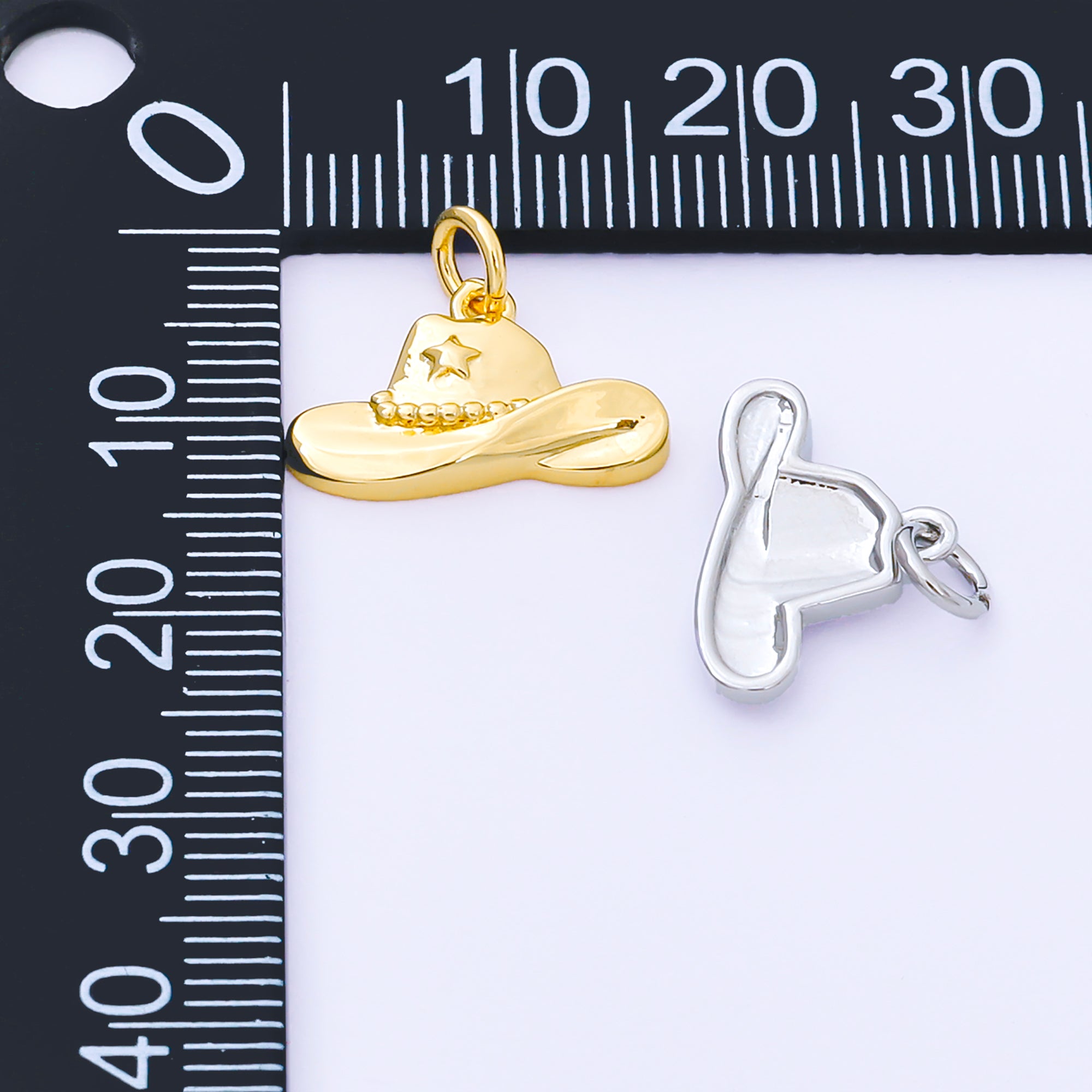 24K Gold Filled 16mm Wildwest Cowboy Hat Charm in Gold & Silver | AF1519