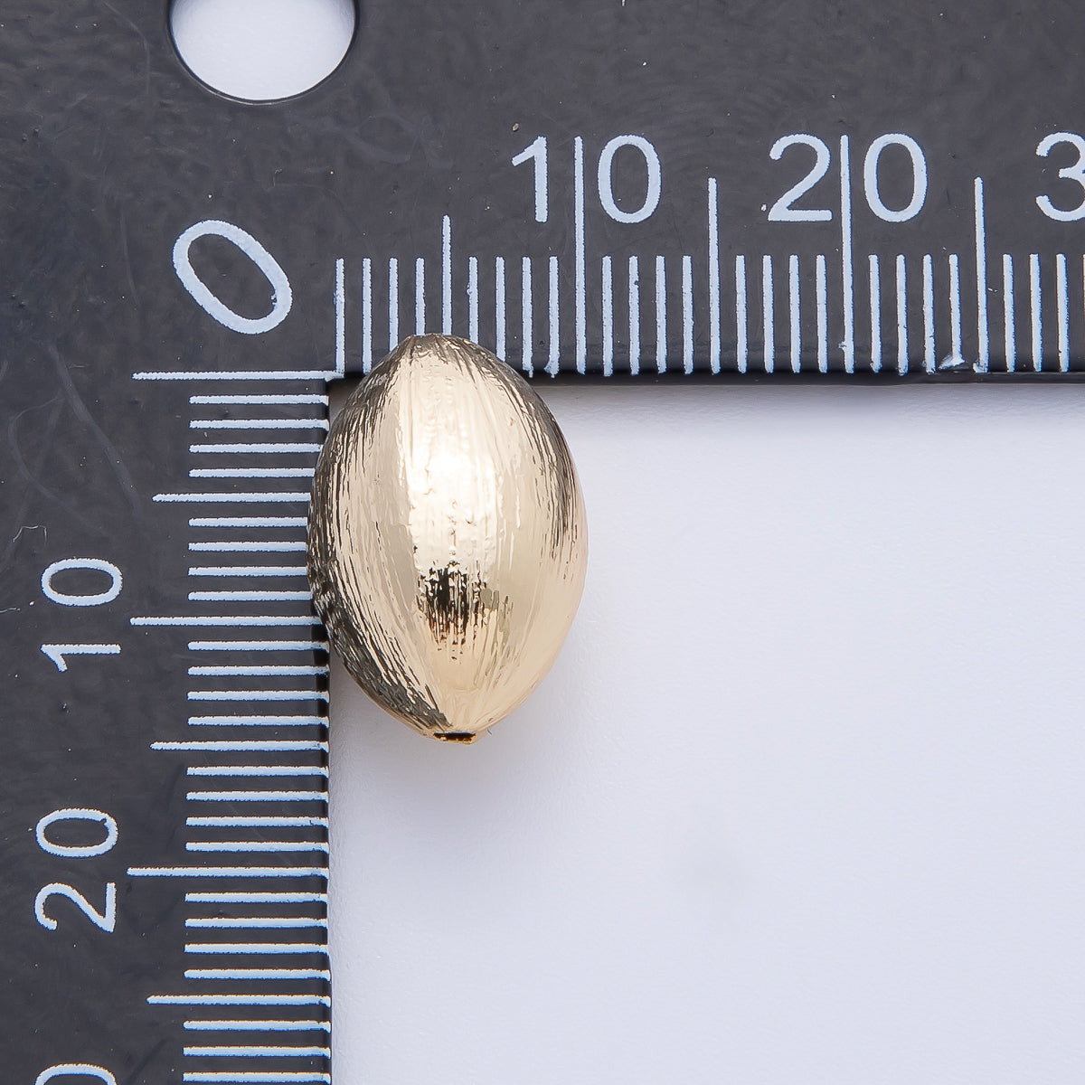 18K Gold Filled 10mm Line-Textured Oval Spacer Bead | B848