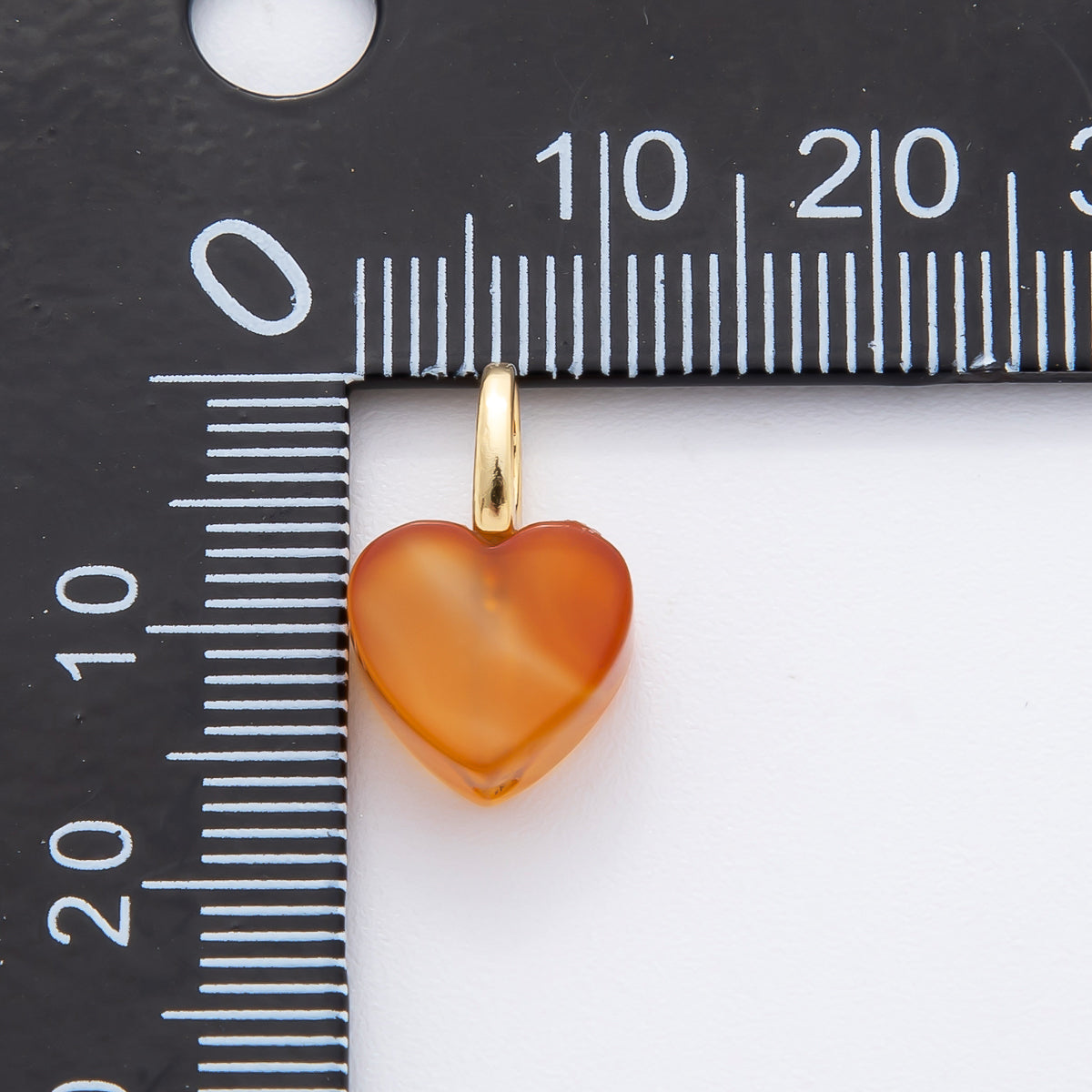 18K Gold Filled 16mm Quartz, Ruffle, & Carnelian Gemstone Dainty Heart-Shaped Charm | E433 E449