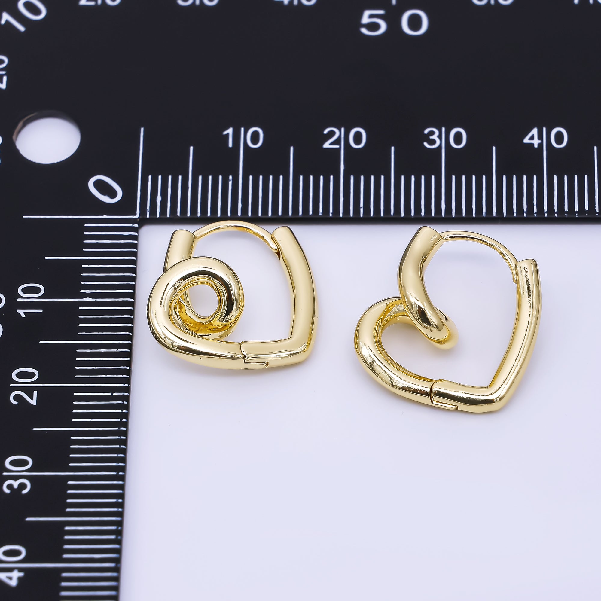 24K Gold Filled Love Twirled Heart Hinged Huggie Hoops Earrings | AJ-066