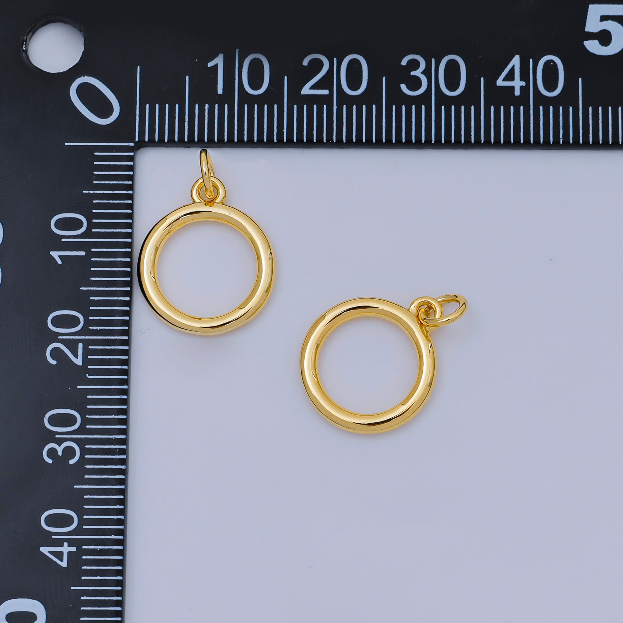24K Gold Filled 16mm Simple Hollow Round Charm | AJ-413