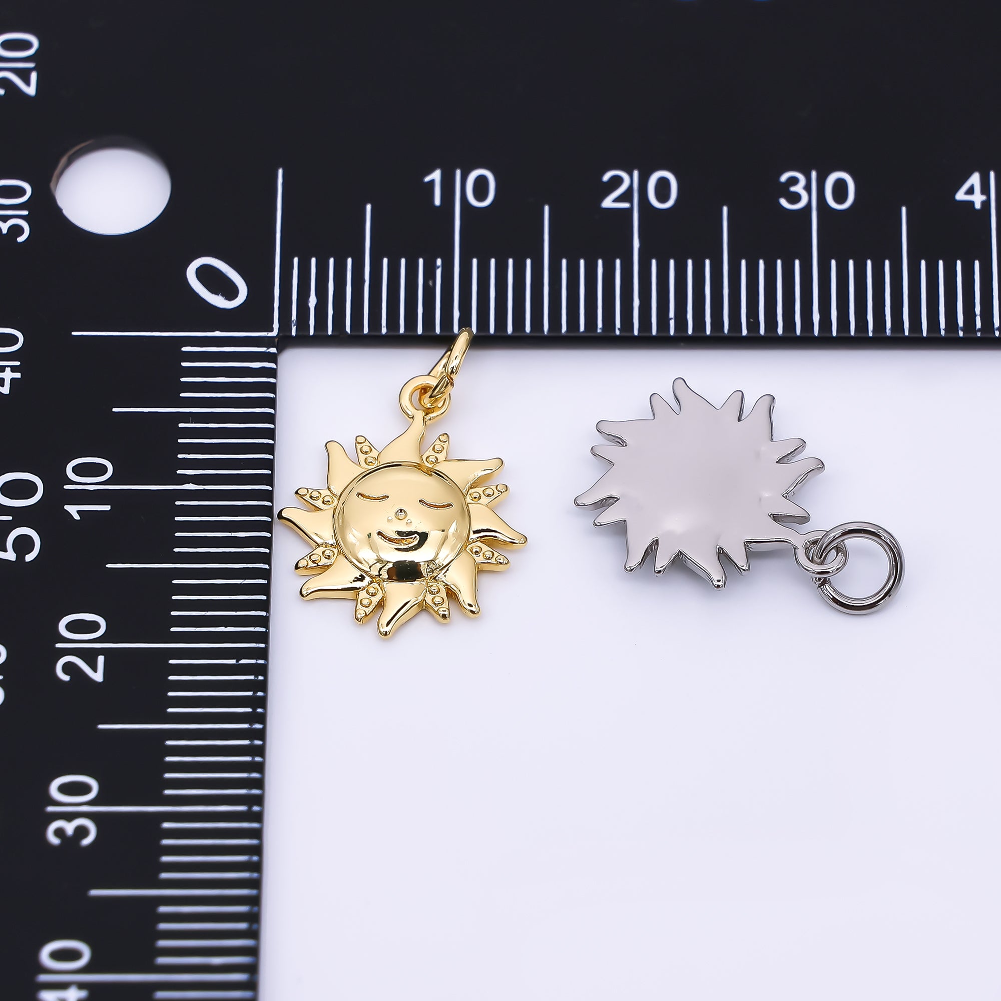 24K Gold Filled 16mm Face Sun Charm in Gold & Silver | M-674