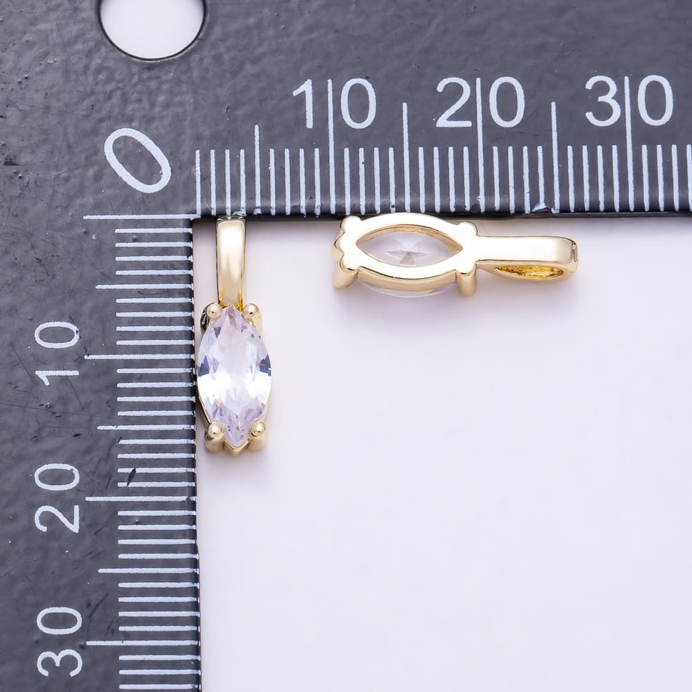 16K Gold Filled 16mm Clear Solitaire Marquise Cut CZ Pendant | Charms-02195