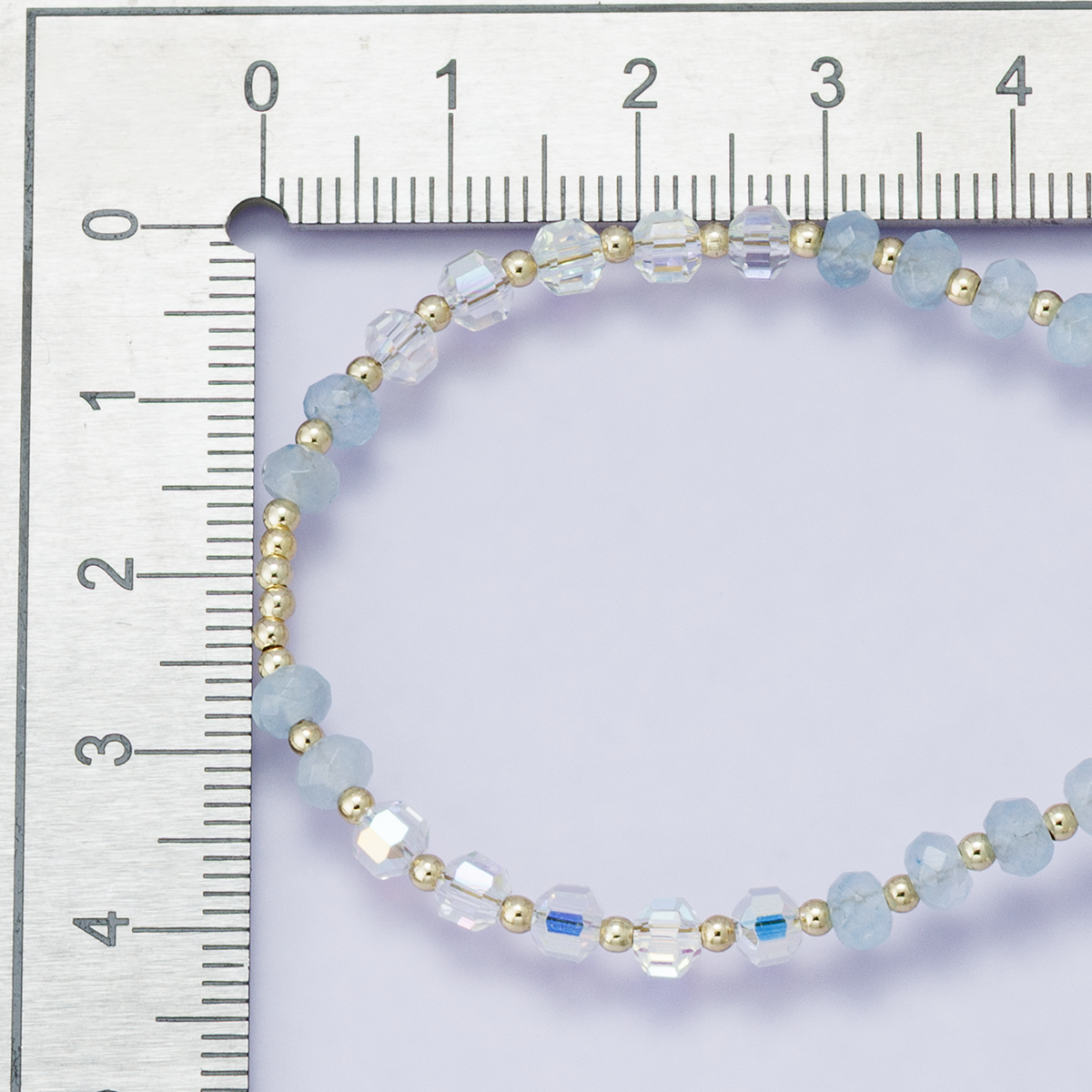 24K Gold Filled Aquamarine Multifaceted Gemstone Ball Cable Chain Half 16.5 Inch Necklace w. Extender | WA-04202