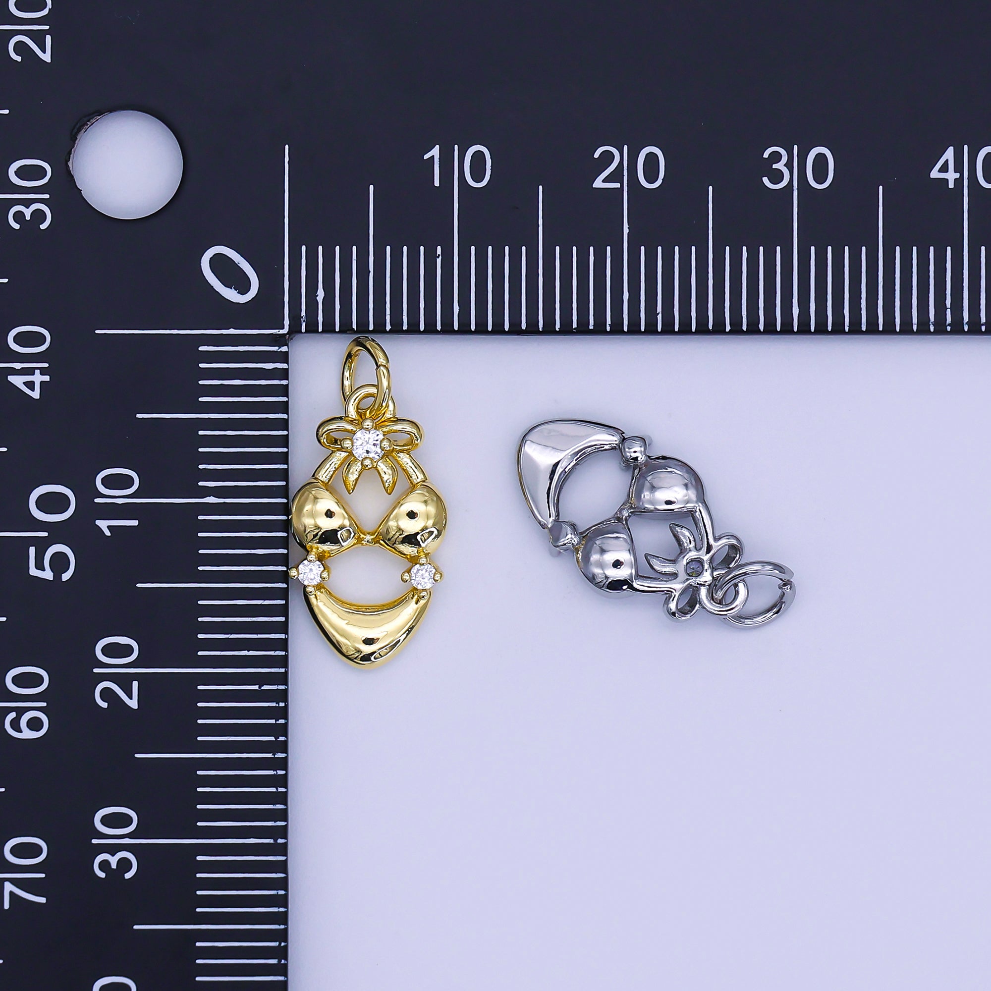 24K Gold Filled 16.5mm Round CZ Summer Outfit Bikini Bra Charm in Gold & Silver | AJ304
