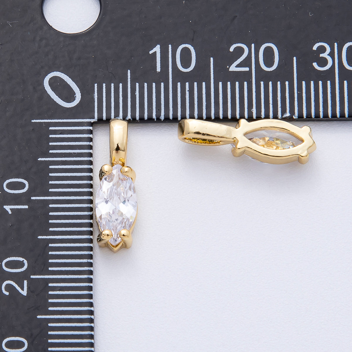 24K Gold Filled 16.5mm Clear CZ Marquise Pendant | H031