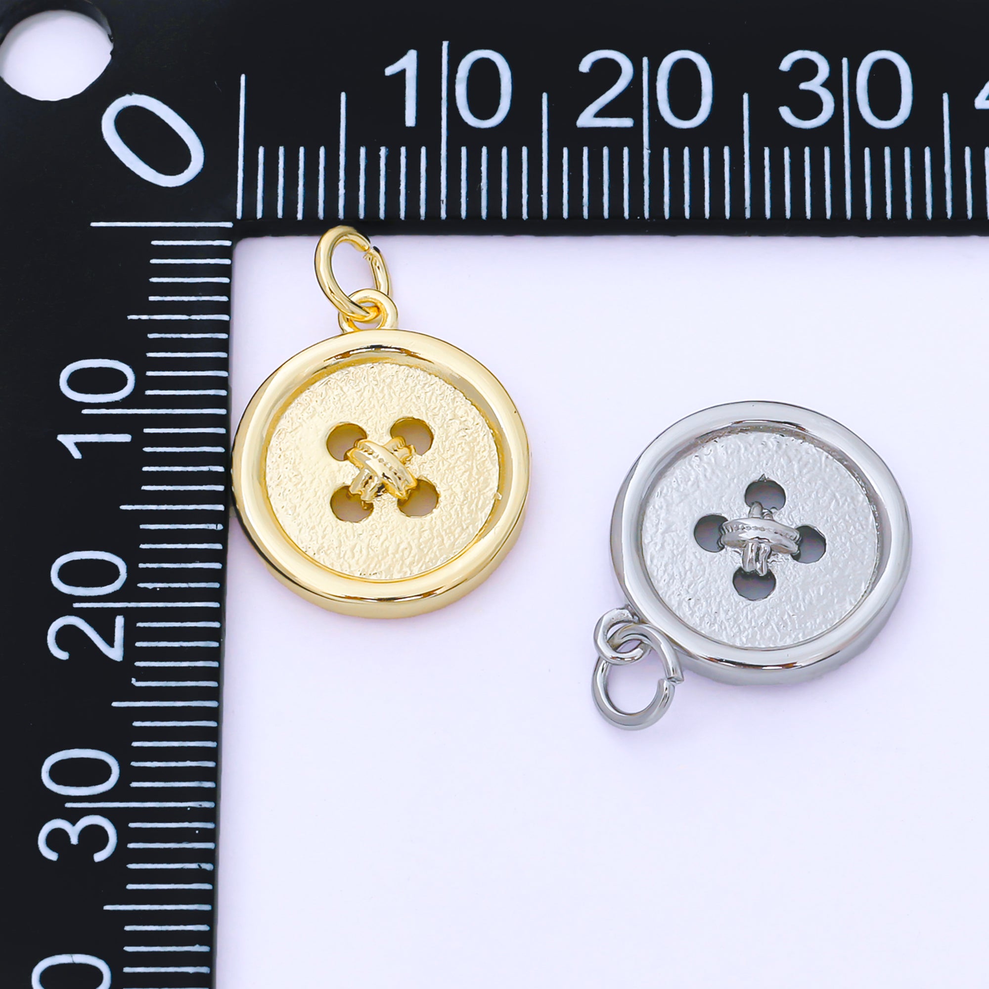 24K Gold Filled 17mm Clothes Buttons Charm in Gold & Silver | AF1548