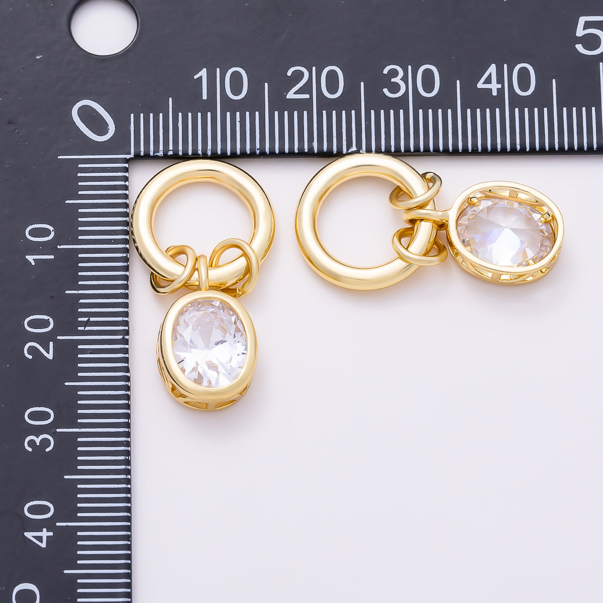 16K Gold Filled 17mm Clear CZ Bezel-Set Oval Mini Dangle Charm | Charms-01908