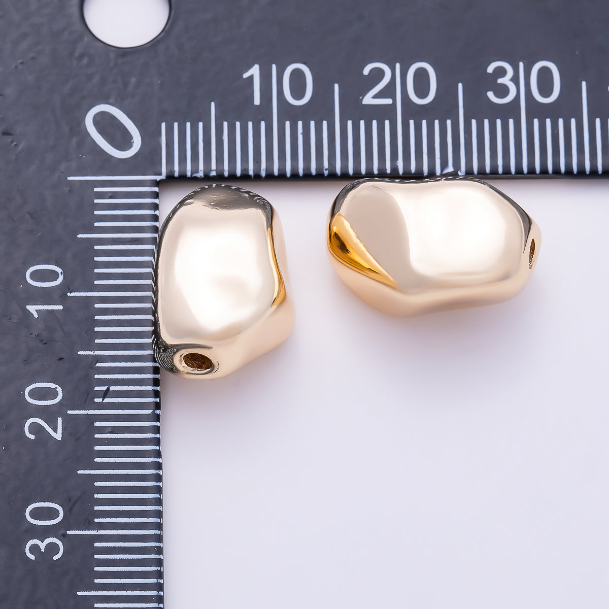 16K Gold Filled 17mm Irregular Organic Nugget Pebble Spacer Beads | Beads-00625