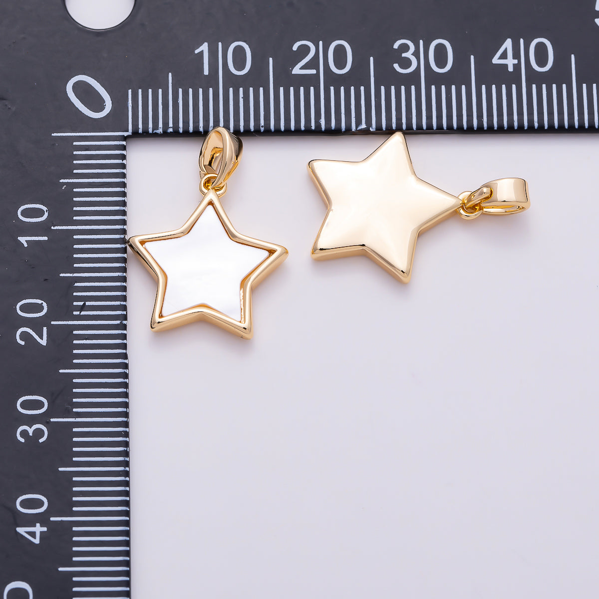 16K Gold Filled 10mm Shell Pearl Celestial Star Charm in Gold & Silver | Charms-01514 Charms-01515