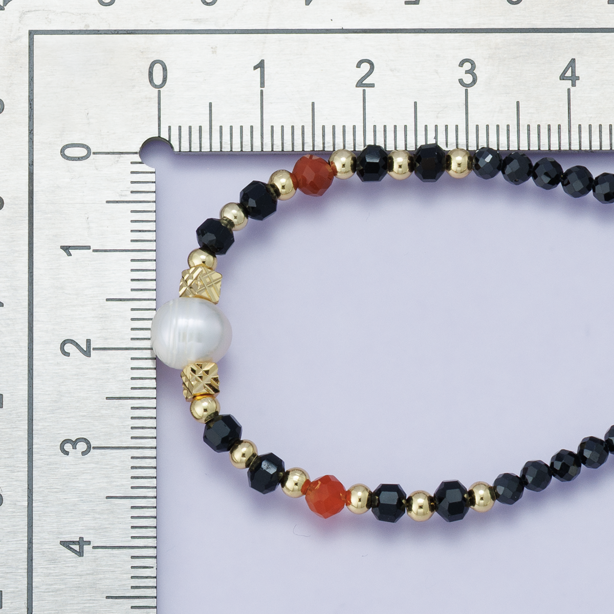 24K Gold Filled Black Multifaceted Gemstone Bead Paperclip Chain Half 16 Inch Necklace w. Extender | WA-04205