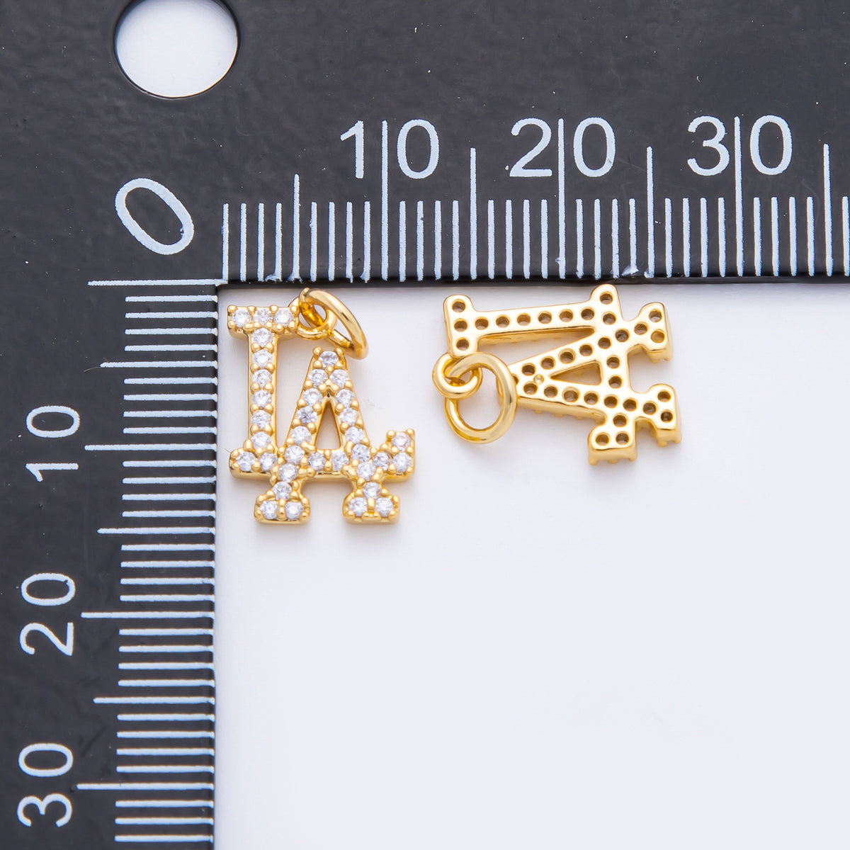 18K Gold Filled Micro Paved CZ "Los Angeles" Charm in Gold & Silver | E932