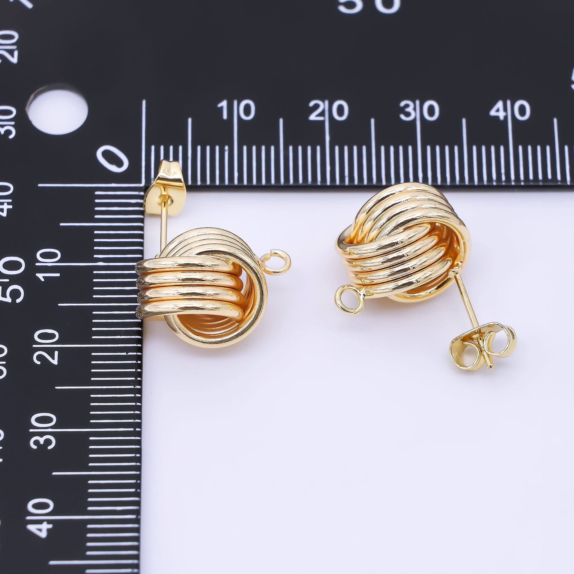 24K Gold Filled 17mm Twisted Coil Half-Earrings Open Loop Earring Findings | Z1326