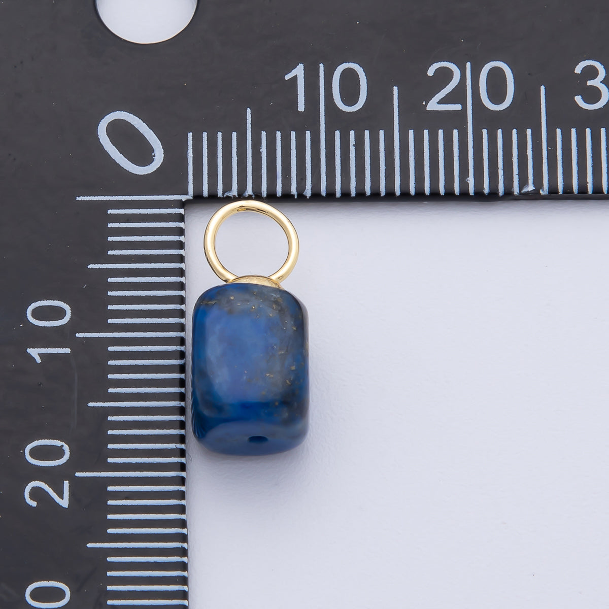 18K Gold Filled 17mm Geometrical Cube Lapis Gemstone Drop Charm | AF1393