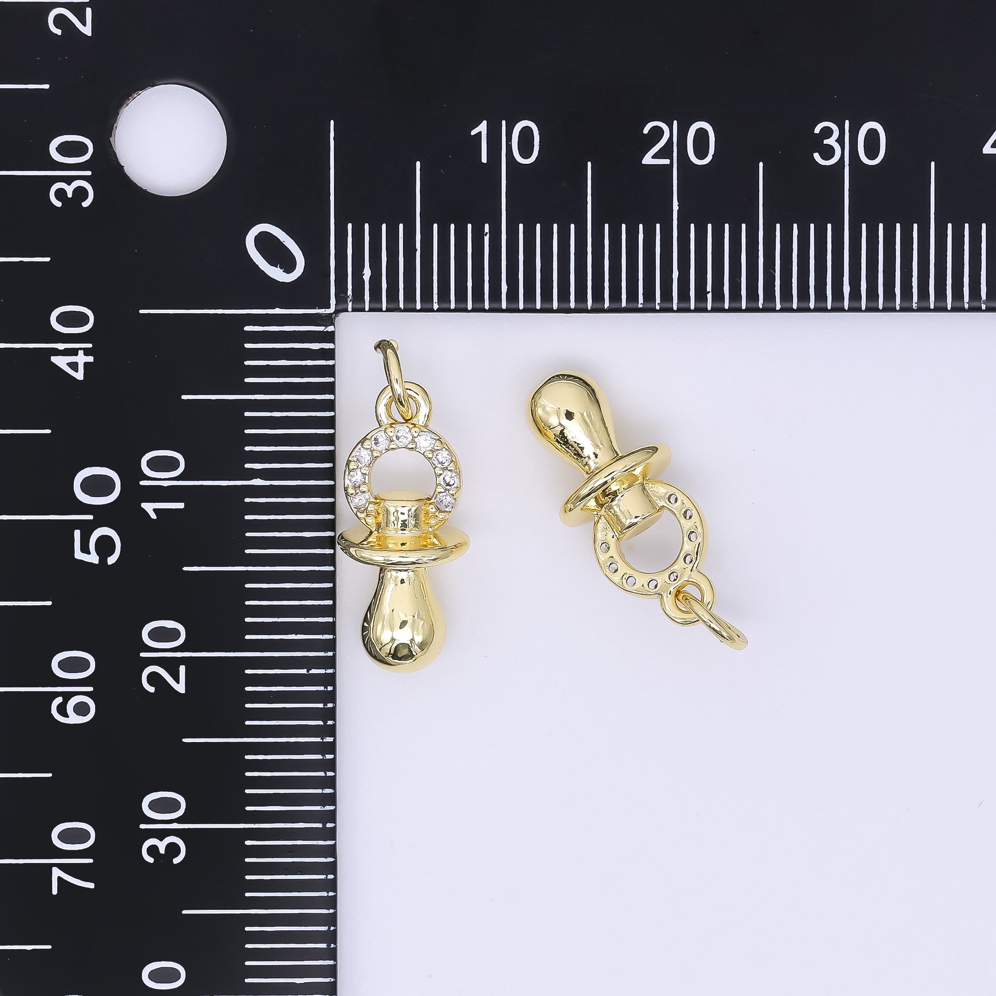 24K Gold Filled 17mm Micro Paved CZ Baby Pacifier Charm | AJ322