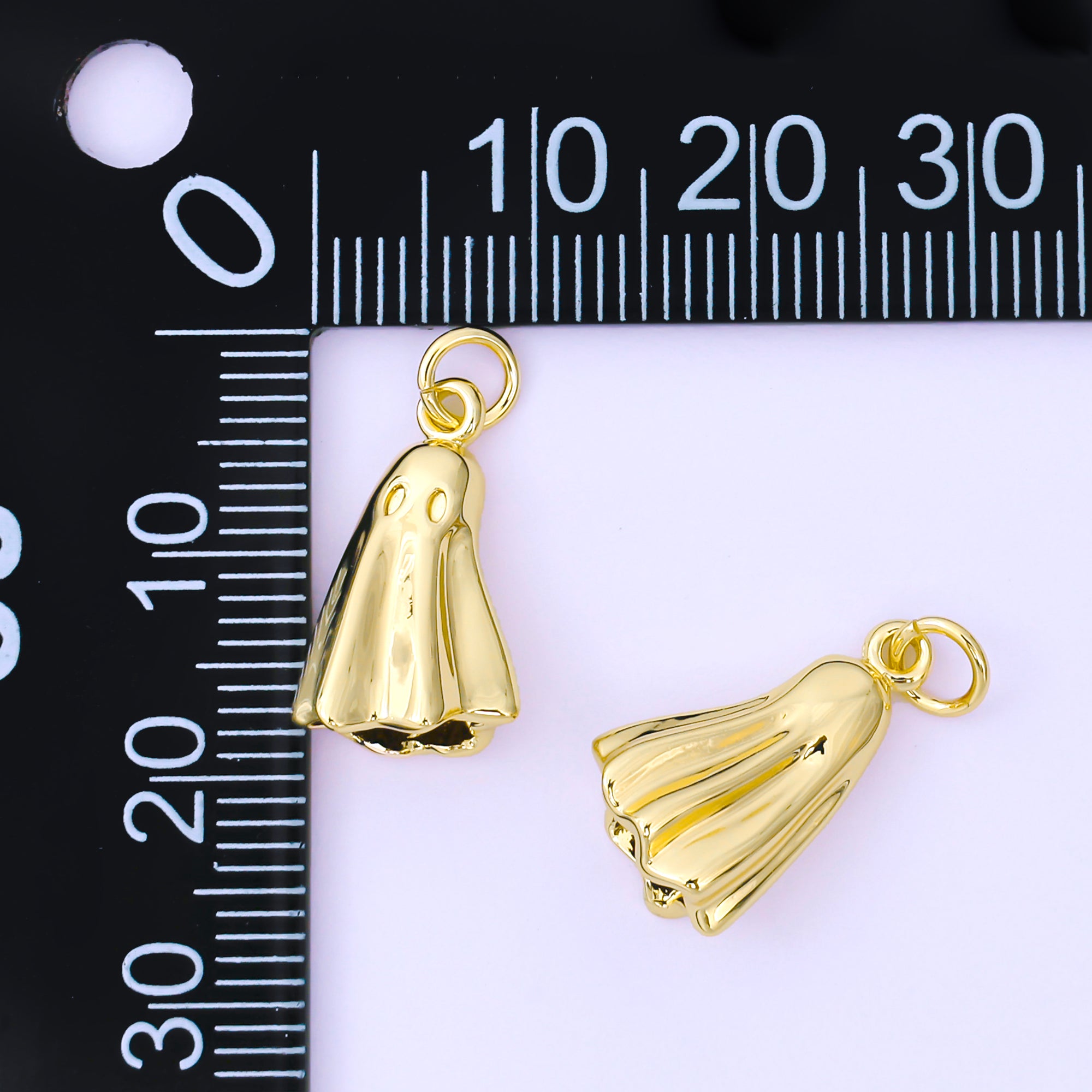 24K Gold Filled 17.5mm Multidimensional 3D Floating Ghost Charm | AF1291