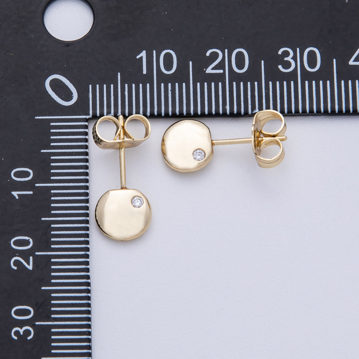 14K Gold Filled 17.6mm Clear CZ Round Circle Stud Earrings | Earrings-00032