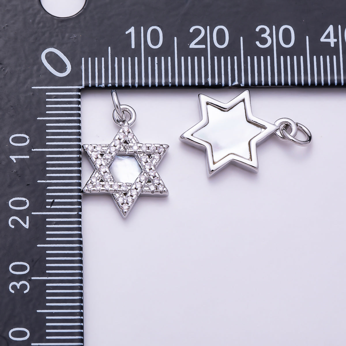 Silver Micro Paved CZ Hexagram Star Charm | Charms-01682