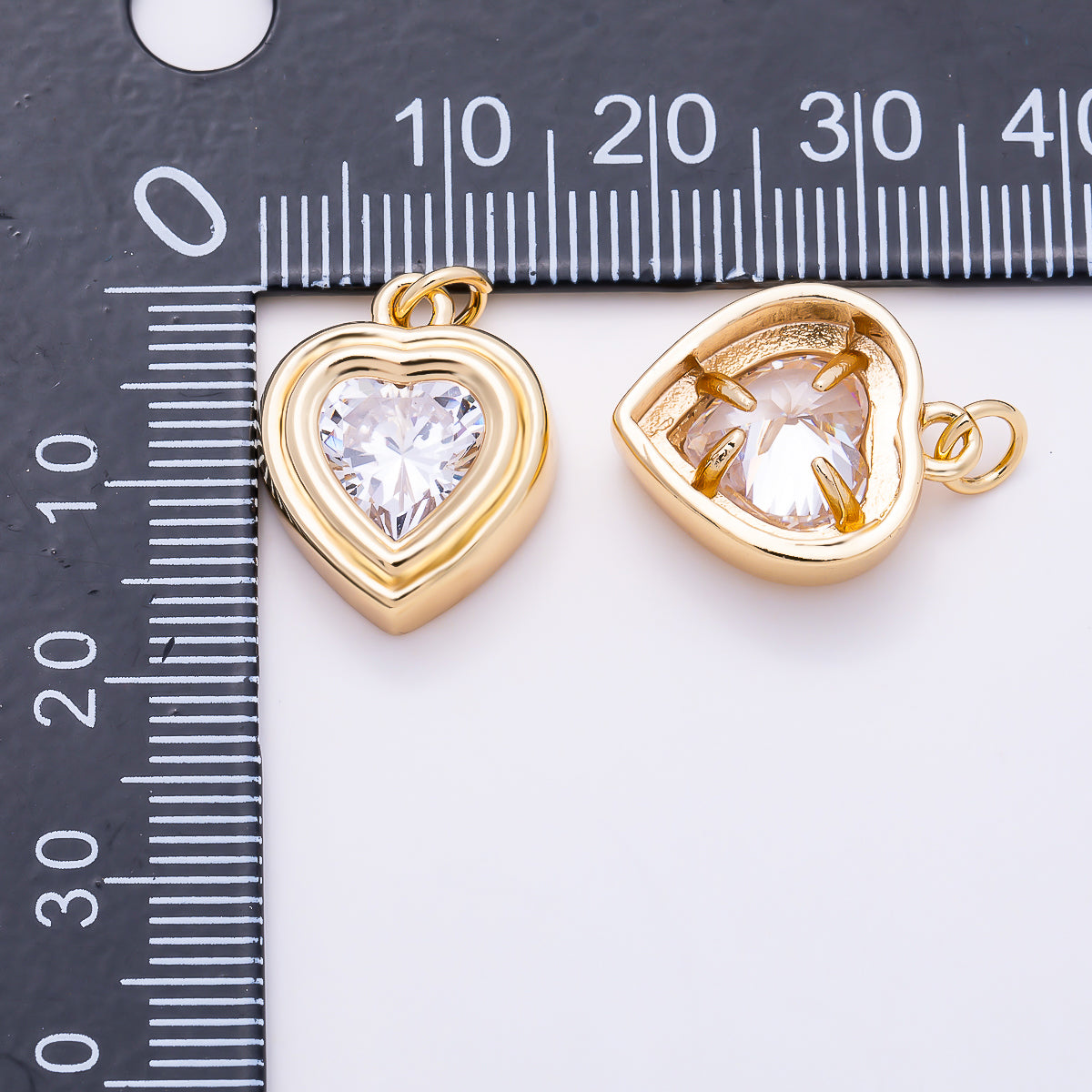 16K Gold Filled 18mm Clear CZ Geometric Square Bezel Charm | Charms-01914 - Charms-01915