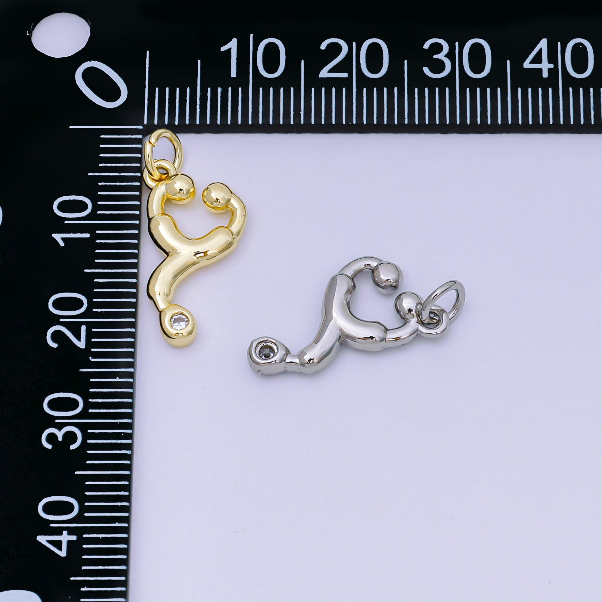 24K Gold Filled 18mm Medicine Stethoscope Multidimensional 3D Charm in Gold & Silver | AJ479