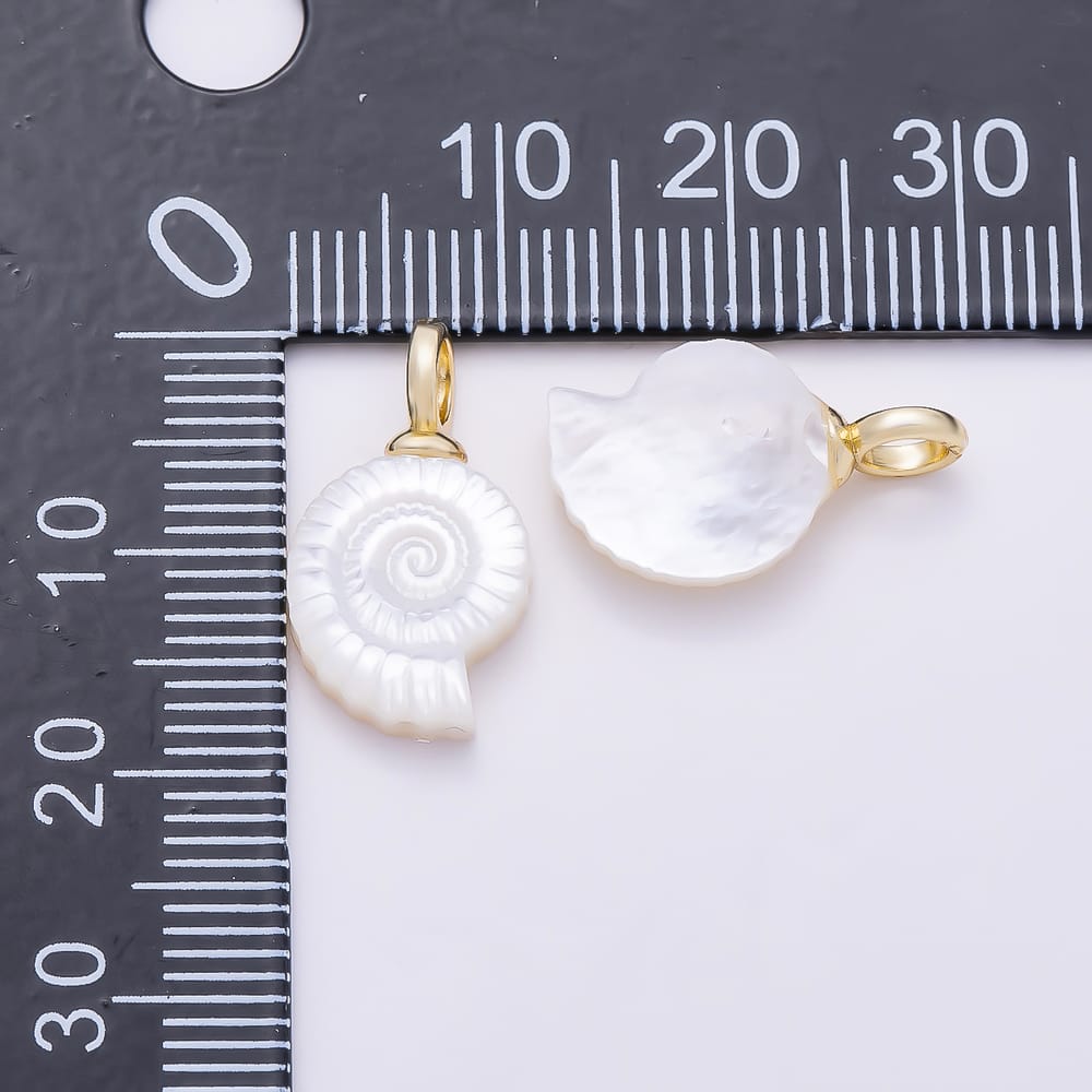 16K Gold Filled 18mm Shell Pearl Conch Clam Drop Pendant | Charms-02255