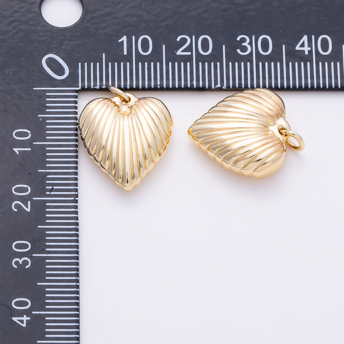 Stainless Steel PVD 17mm Ribbed Heart Padlock Charm in Gold & Silver | Charms-01580 Charms-01581