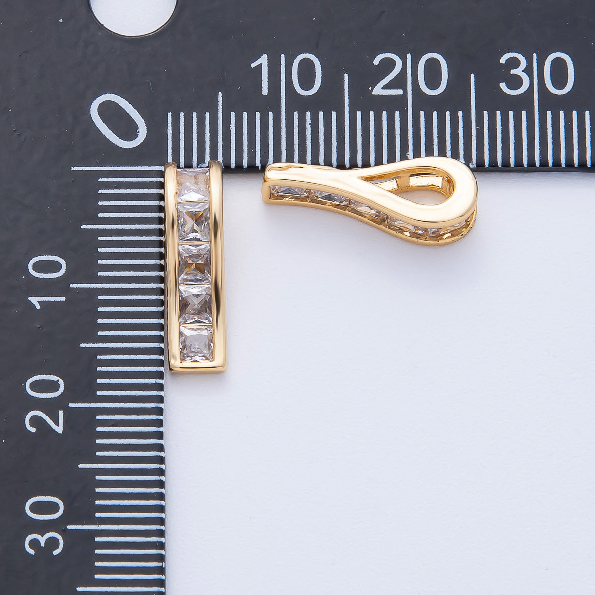 18K Gold Filled 17mm Baguette CZ Whistle Charm | Charms-00090