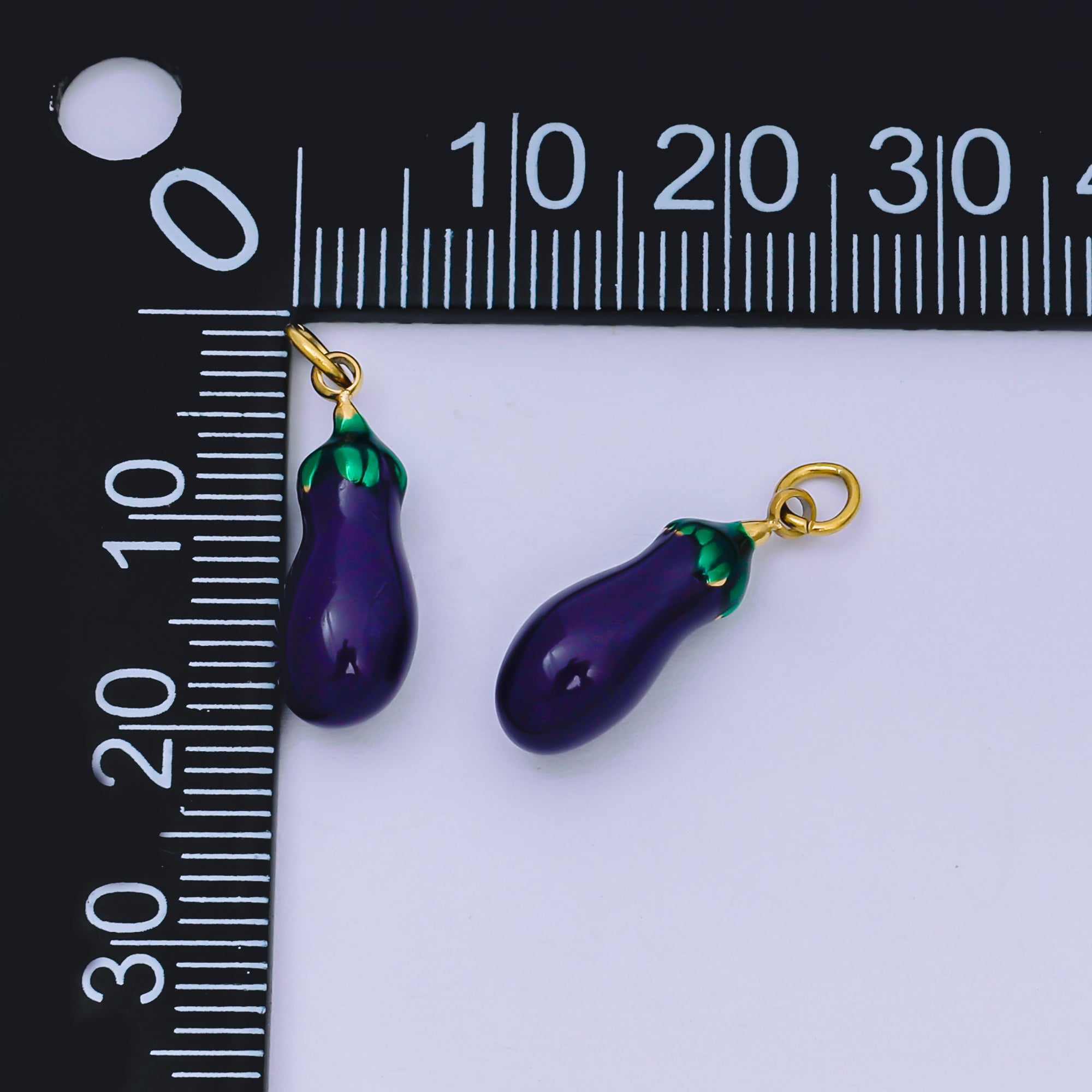 Stainless Steel 18mm Purple Enamel Art Eggplant Vegetable Charm | J-502