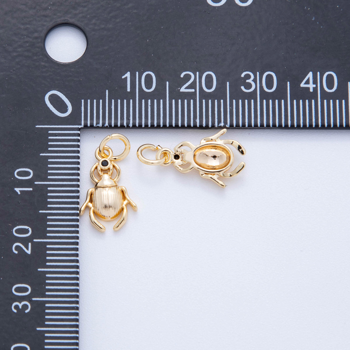 18K Gold Filled 18mm Black CZ Bug Beetle Charm | AF821