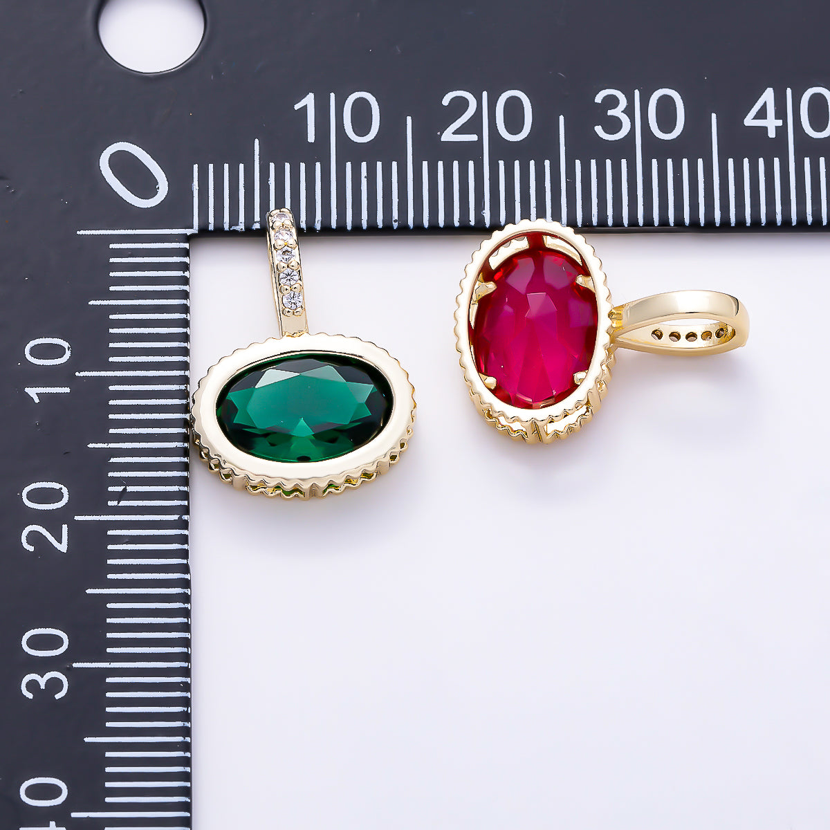 16K Gold Filled 20mm Oval Birthstone CZ Micro Paved Bail Pendant | Charms-01712 - Charms-01723