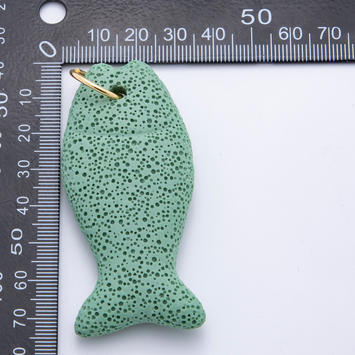 18K Gold Filled 19mm Green, Blue, Purple, Pink Textured Lava Stone Fish Charm | C724 C727 C730