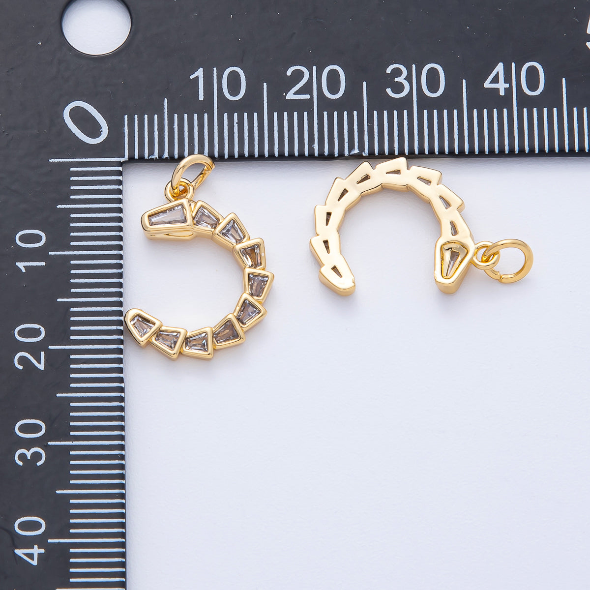 18K Gold Filled 19mm Snake Geometric CZ C-Shaped Charm | Charms-00051
