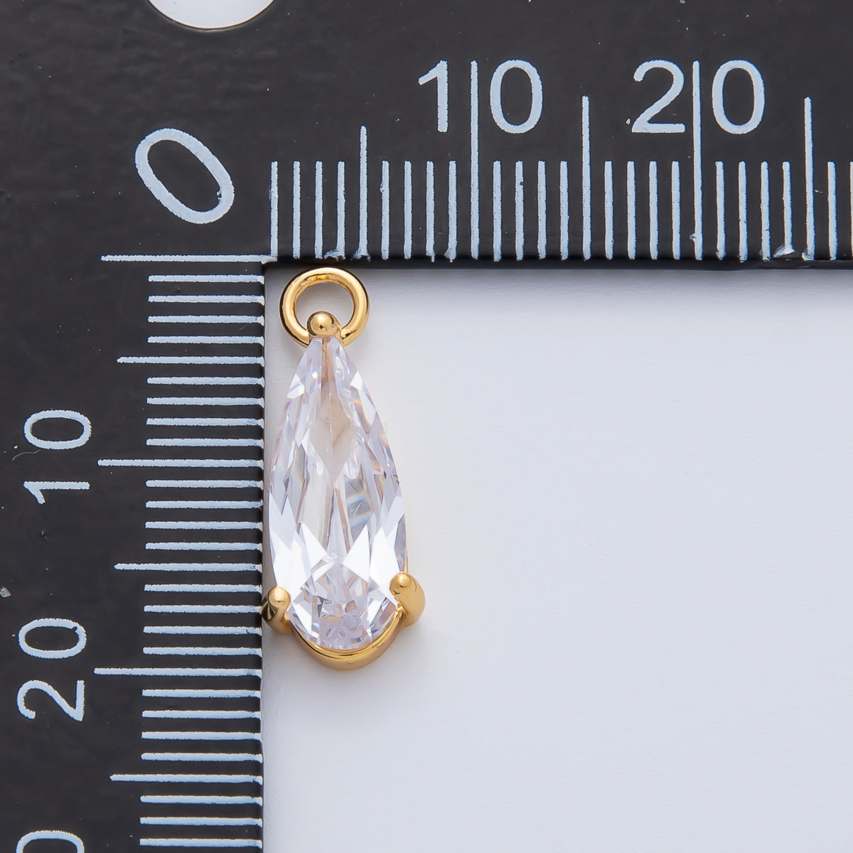 18K Gold Filled 19mm Clear CZ Teardrop Add-On Drop Earring Charm | AF1400