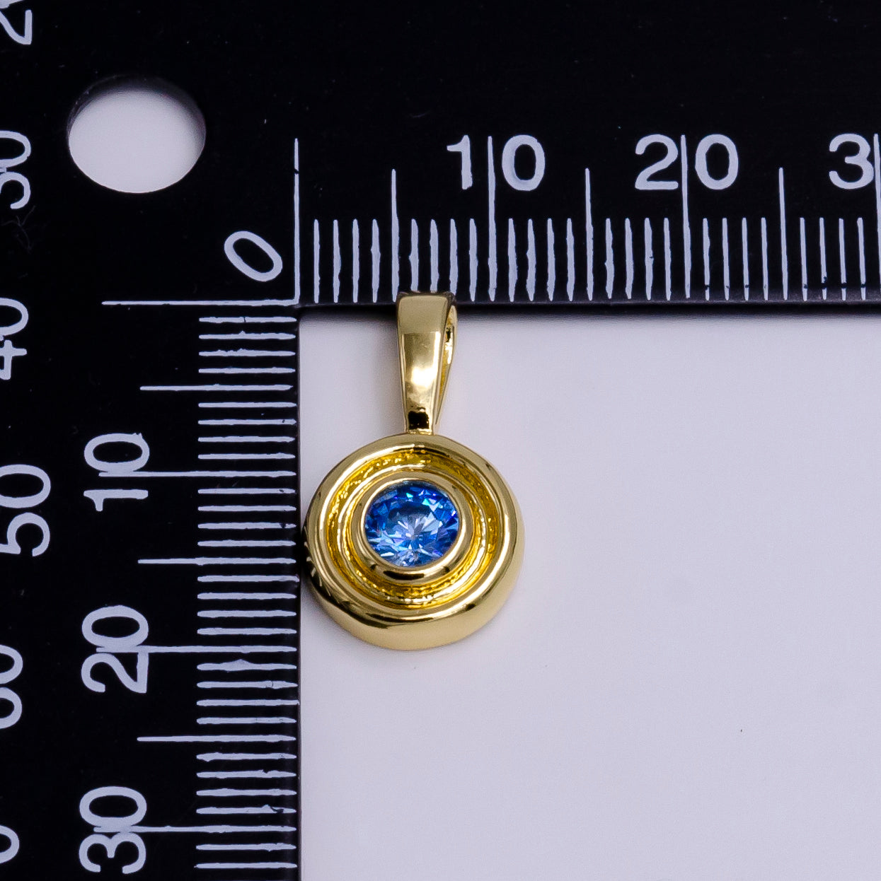 14K Gold Filled Birthstone CZ Lined-Bezel Round Pendant | N1970