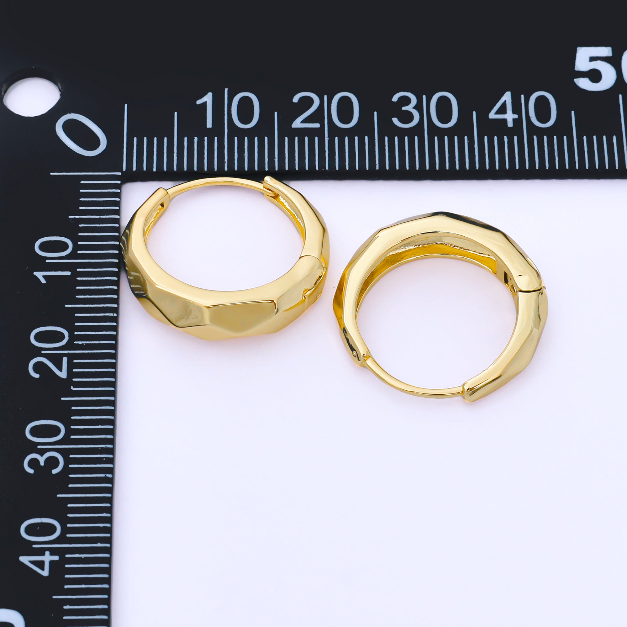 24K Gold Filled 19mm Hammered Textures Dainty Huggie Earrings in Gold & Silver | AB1630 AB1631