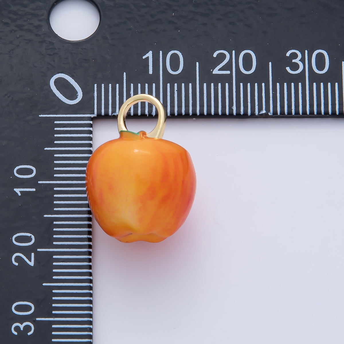 18K Gold Filled 16mm Green, Orange, Red Ceramic Apple Fruit Charm | AF1439 AF1440